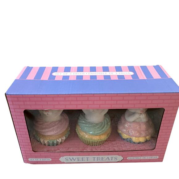 Sweet Treats Easter Cupcakes Pastel Bunny Rabbit Decor Set of 3 New - Picture 13 of 15